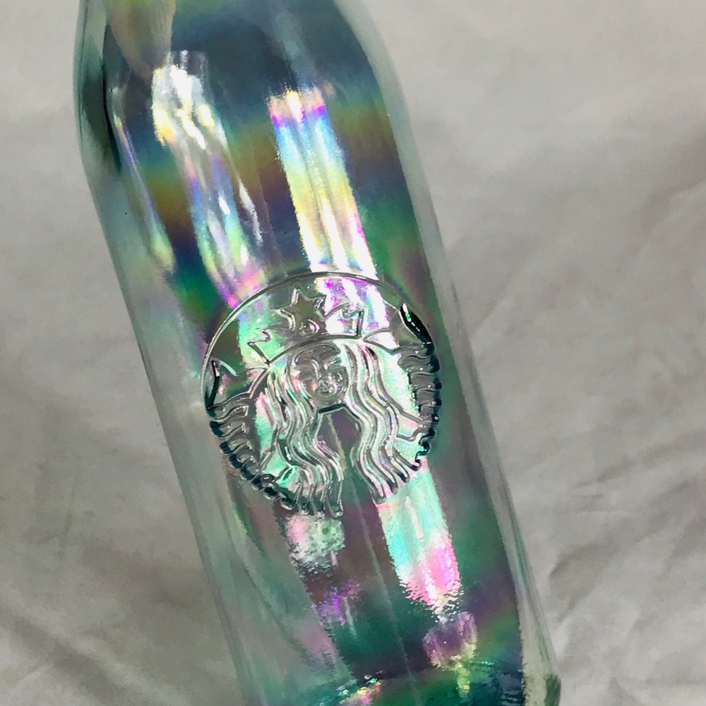 NWT Starbucks Rainbow Iridescent Glass Bottle 20oz - Picture 1 of 4
